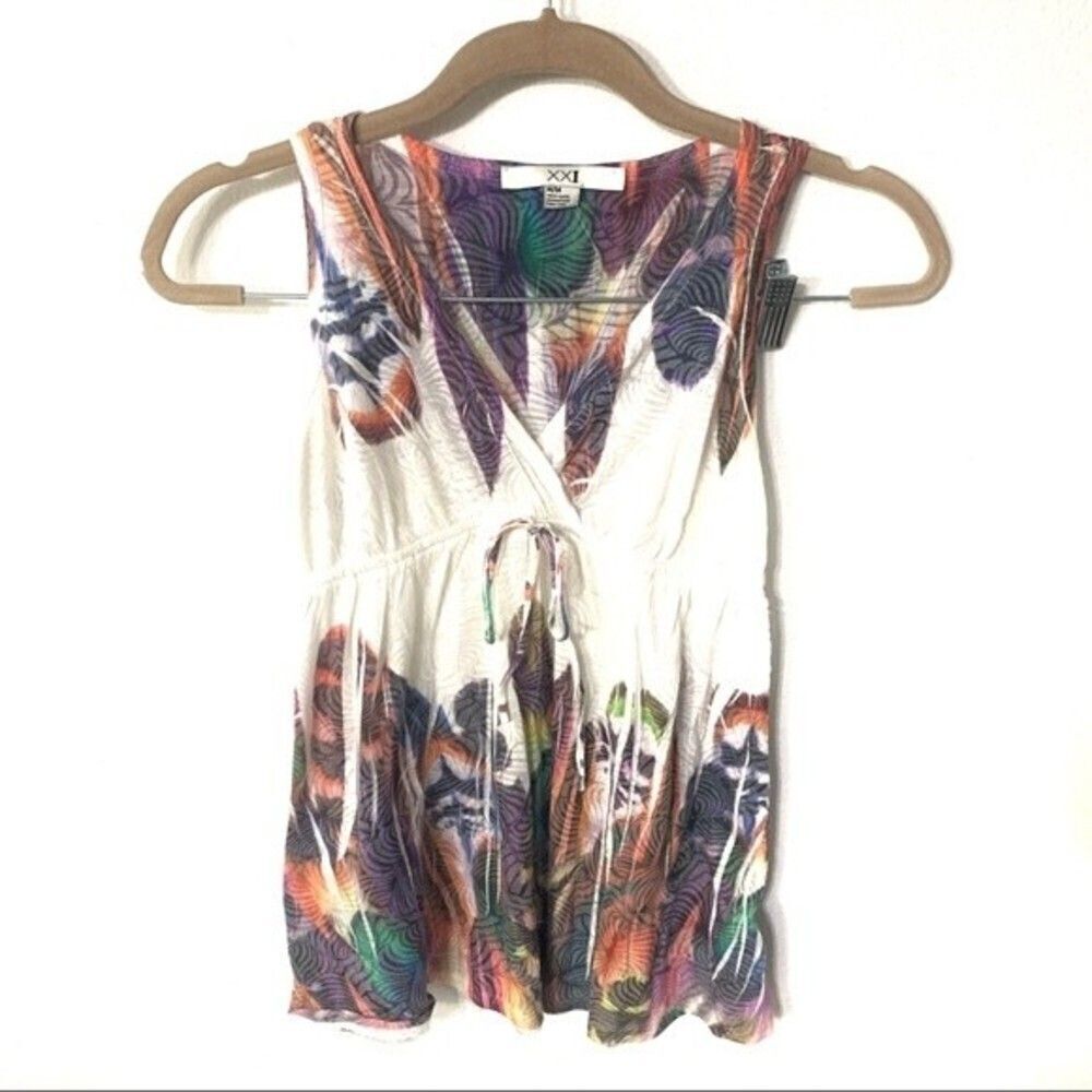 XXI | v neck peacock pattern tank top